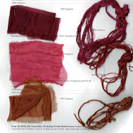 Cochineal dyed Choshi Skeins on the left; Photo Credit: Anu Ravi